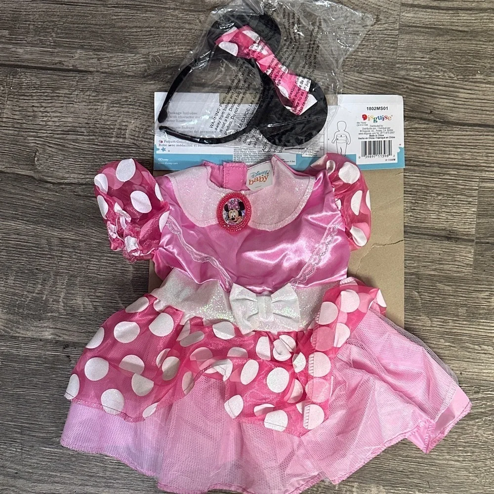 Pink Polka Dot Baby Costume with Headband